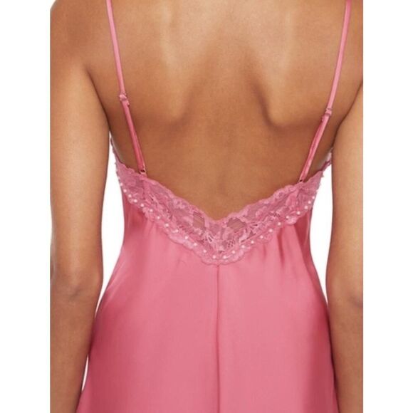 Danielle Guizio Pink Lace Beaded Slip Dress XL Babydoll Y2K Party Mini Sexy - Picture 3 of 16